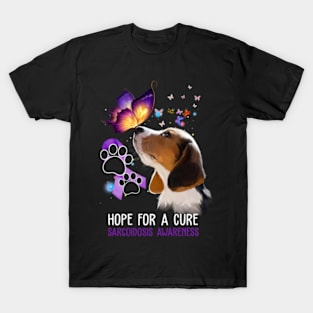 Hope For A Cure Sarcoidosis Awareness Dog Butterfly Ribbon T-Shirt